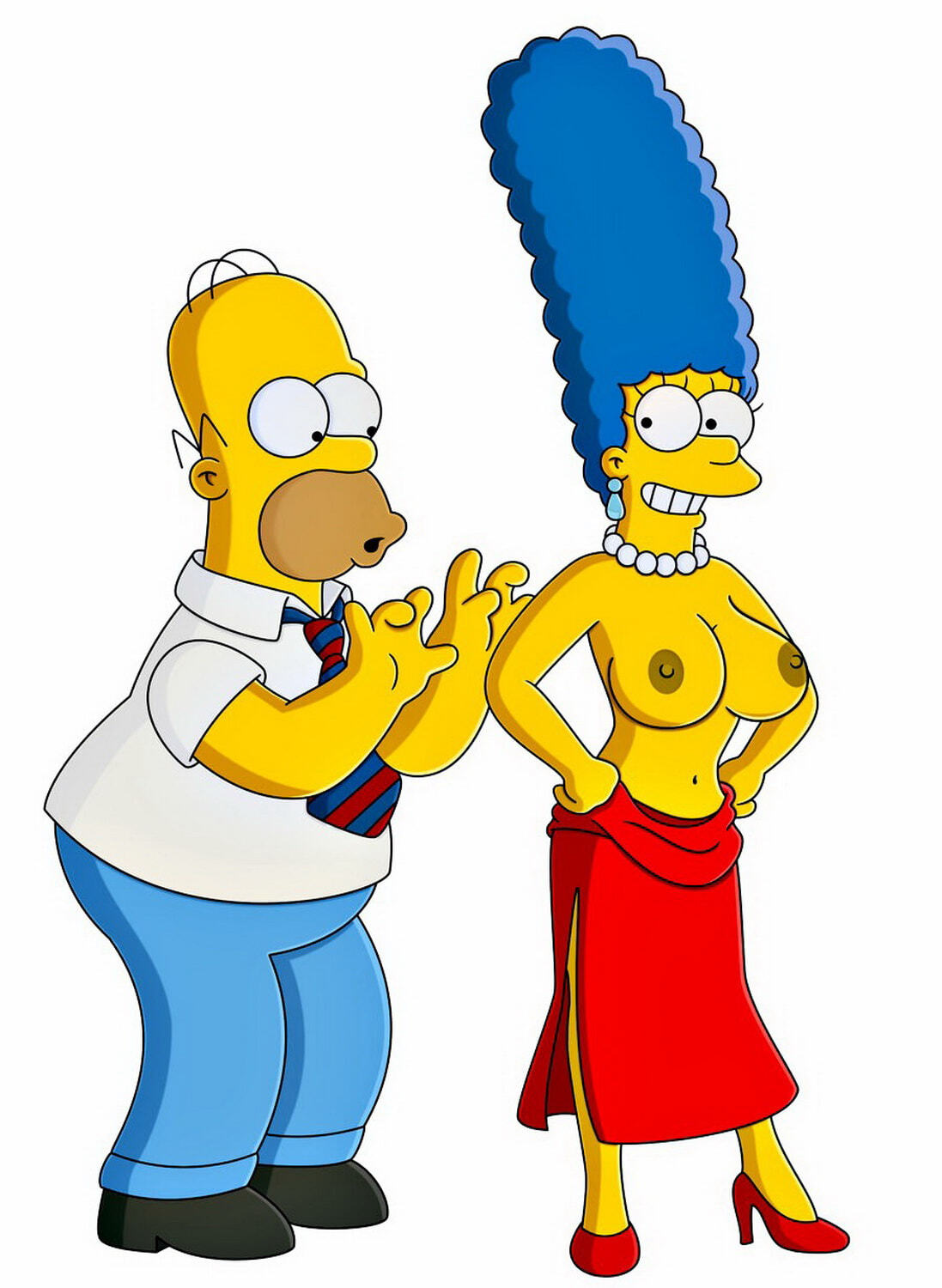 Marge Simpson and Homer Simpson Tits Nipples Natural