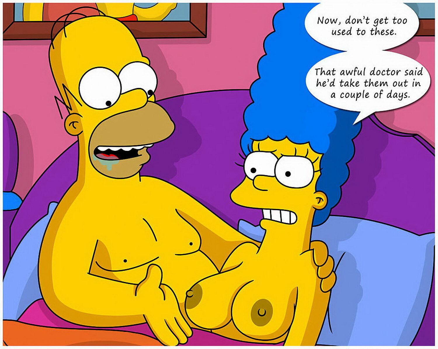 Marge Simpson and Homer Simpson Topless Nipples Big Breast