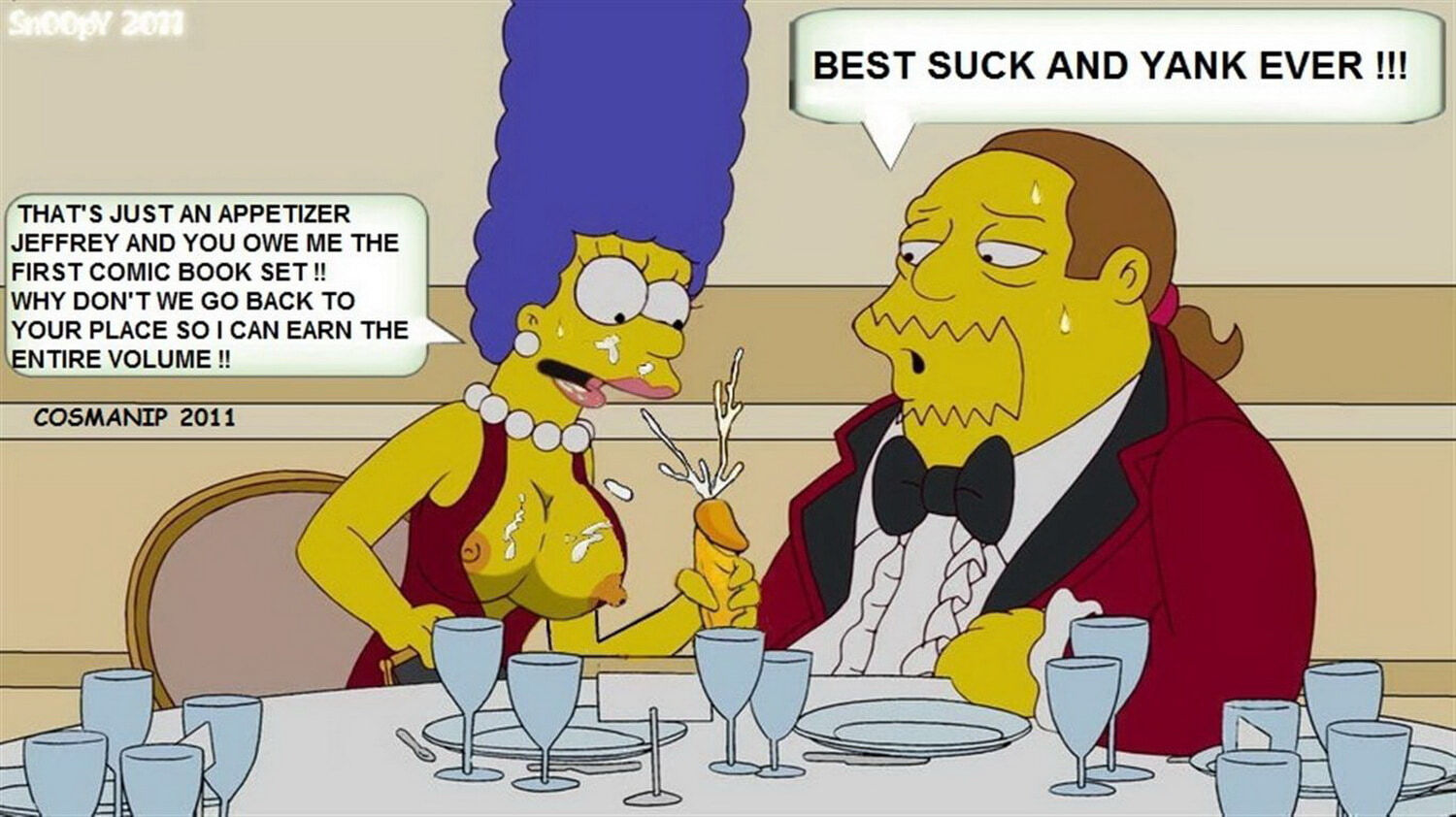 Marge Simpson and Jeff Albertson Cum In Mouth Handjob Erect Nipples