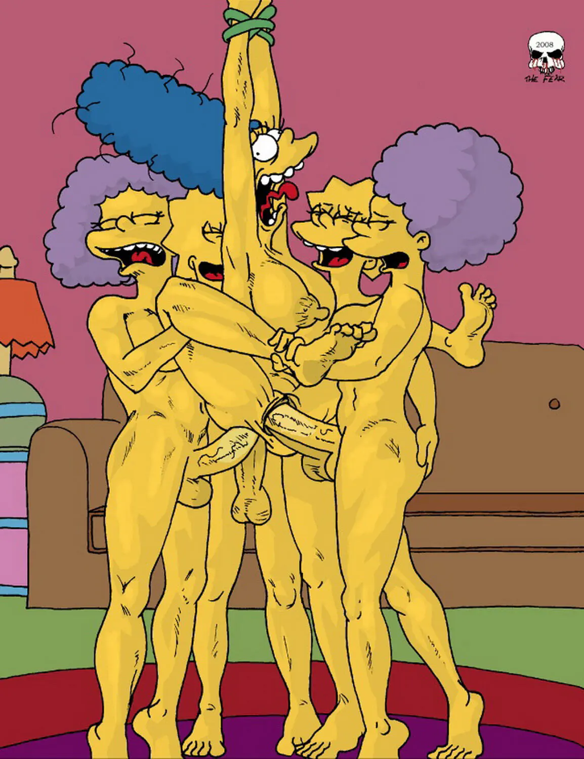 Marge Simpson and Lisa Simpson Nude Double Vaginal Futa On Female