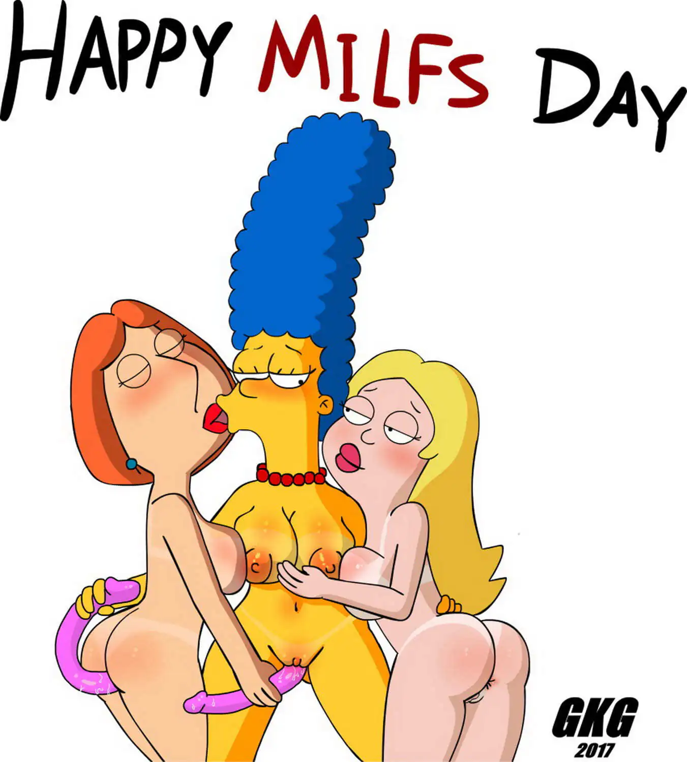 Marge Simpson and Lois Griffin Dildo Tits Nipples Pussy Nude Yuri