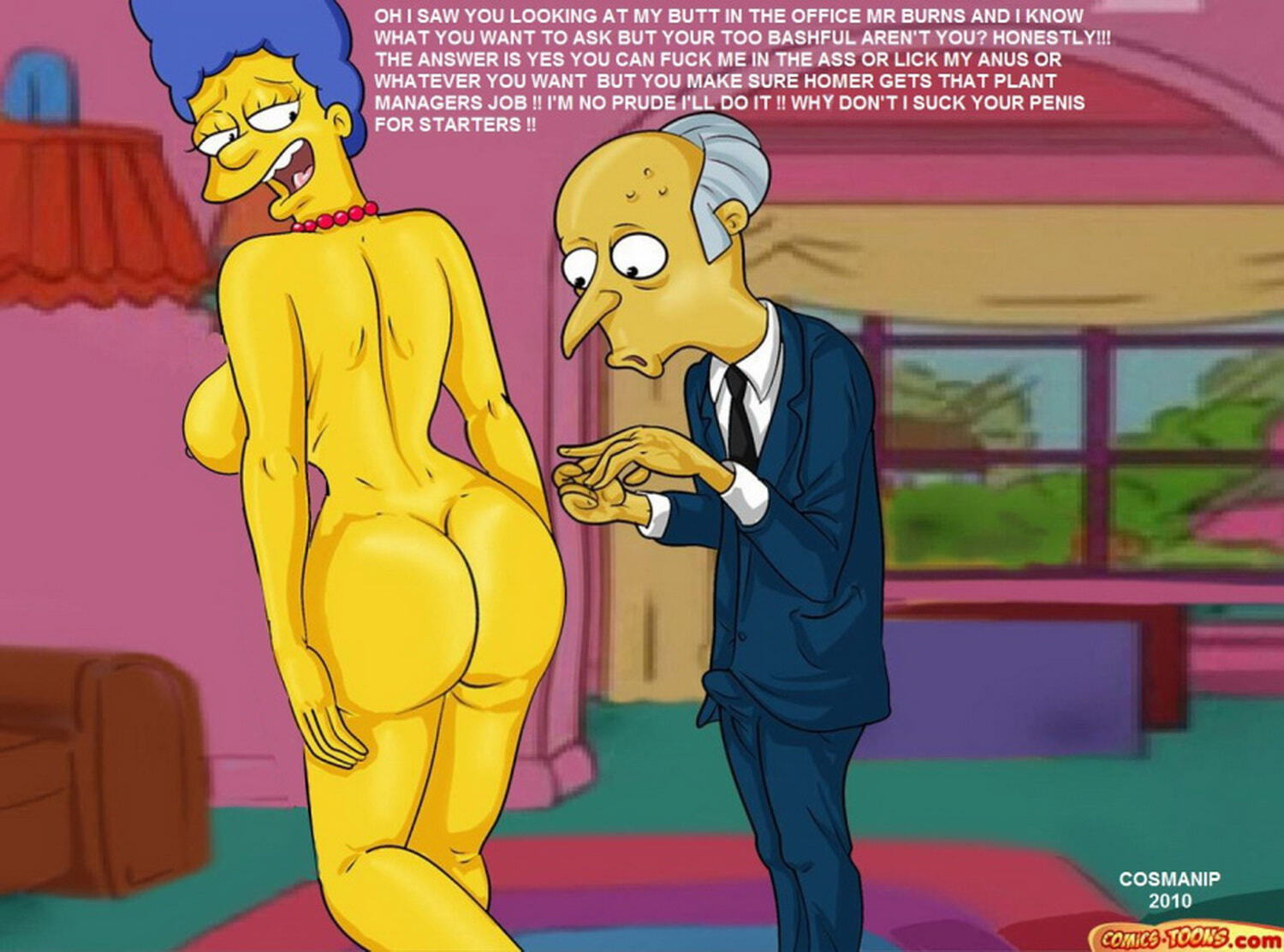 Marge Simpson and Mr. Burns Tits Big Breast