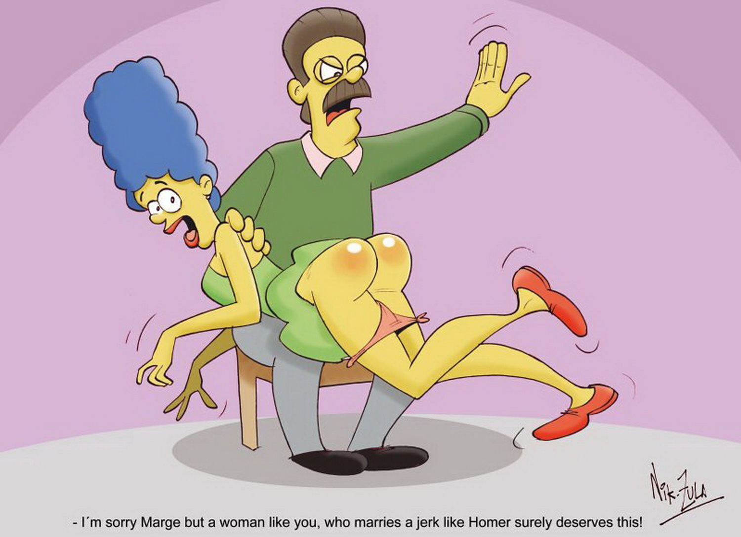 Marge Simpson and Ned Flanders Underwear Spanking Panties