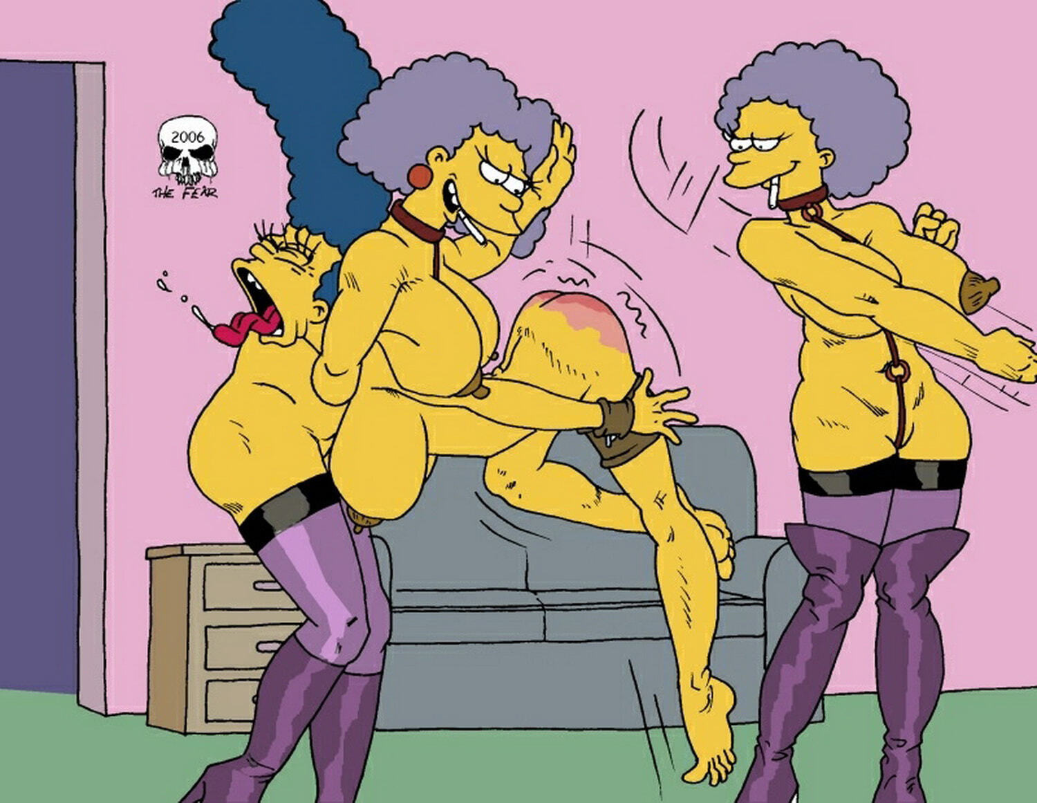 Simpsons Spanking Cartoon - Marge Simpson and Patty And Selma Bouvier Bdsm Spanking Tits < Your Cartoon  Porn