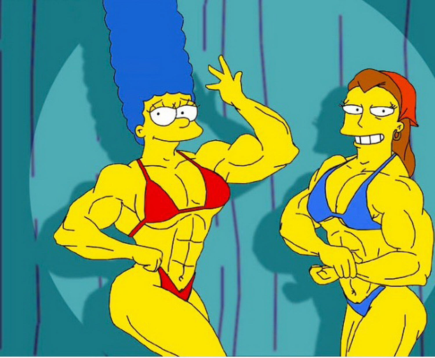 Marge Simpson and Ruth Powers Milf Muscle Muscular Female Posing.