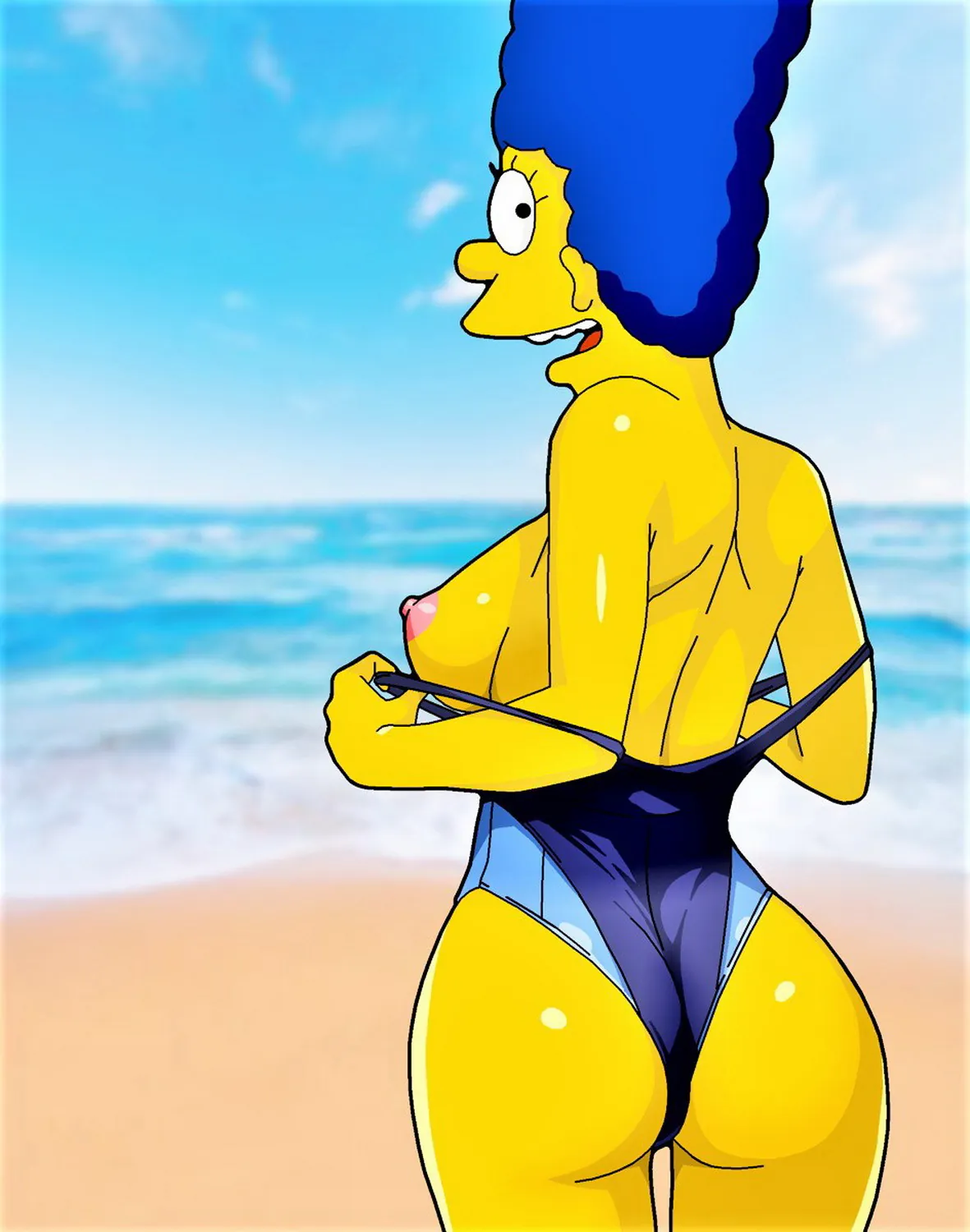 Marge Simpson Erect Nipples Swimsuit
