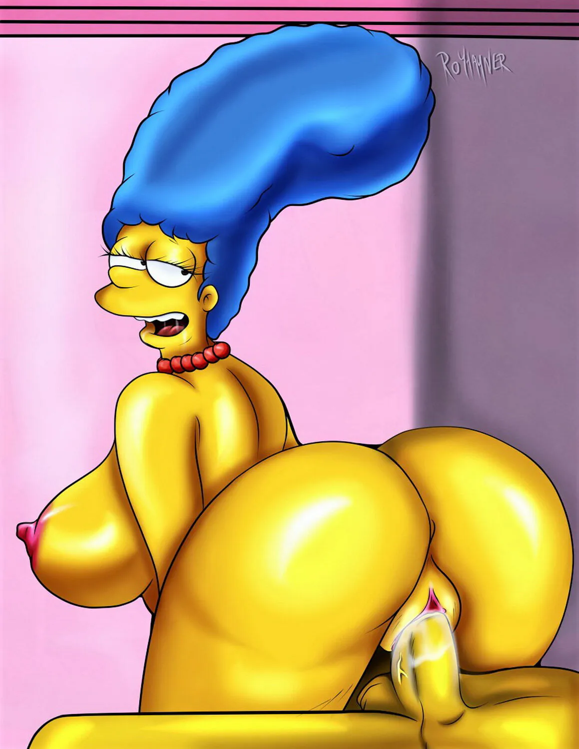 Marge Simpson Vagina Nude Reverse Cowgirl Shaved Pussy Erect Penis