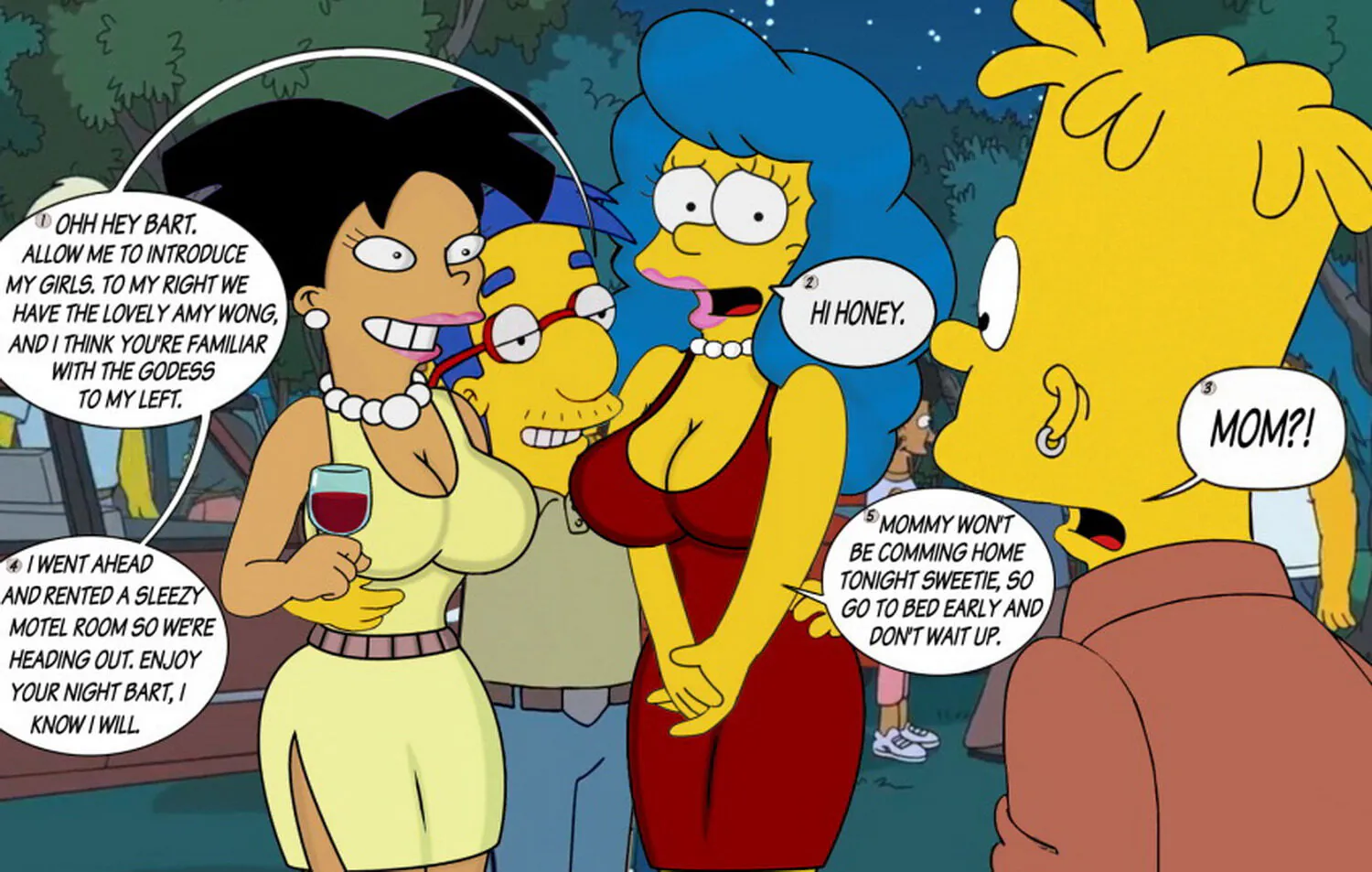 Milhouse Van Houten and Bart Simpson Big Breast Cheating Tits