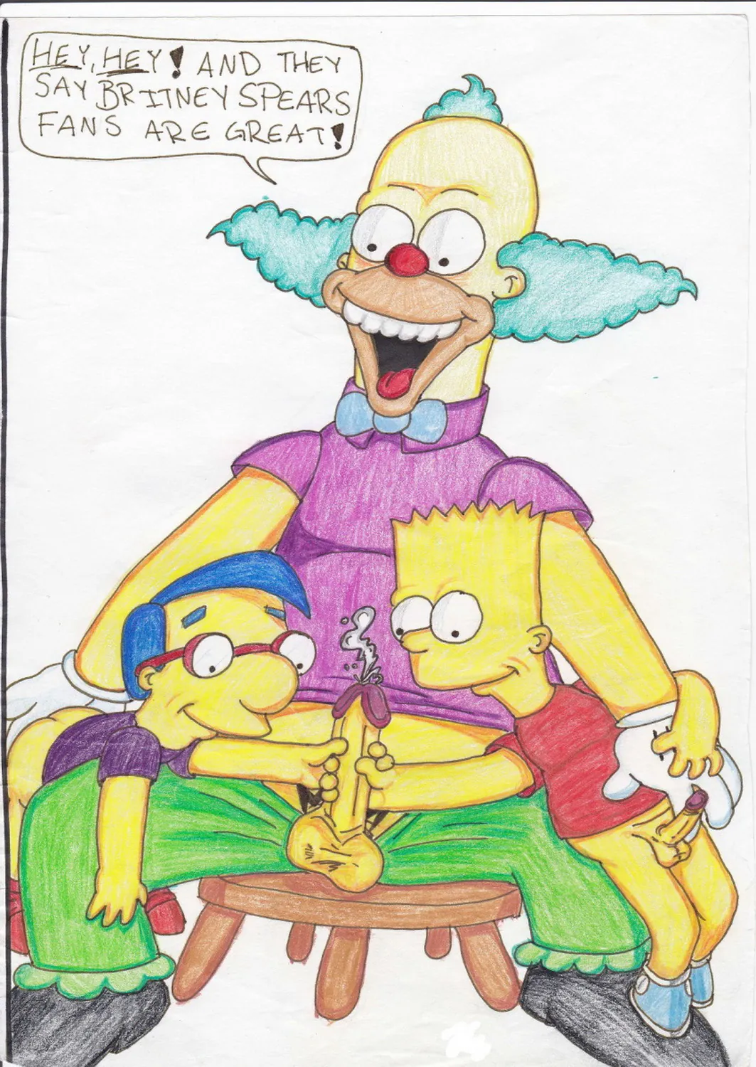 Milhouse Van Houten and Krusty The Clown Handjob Cumshot Penis Gay