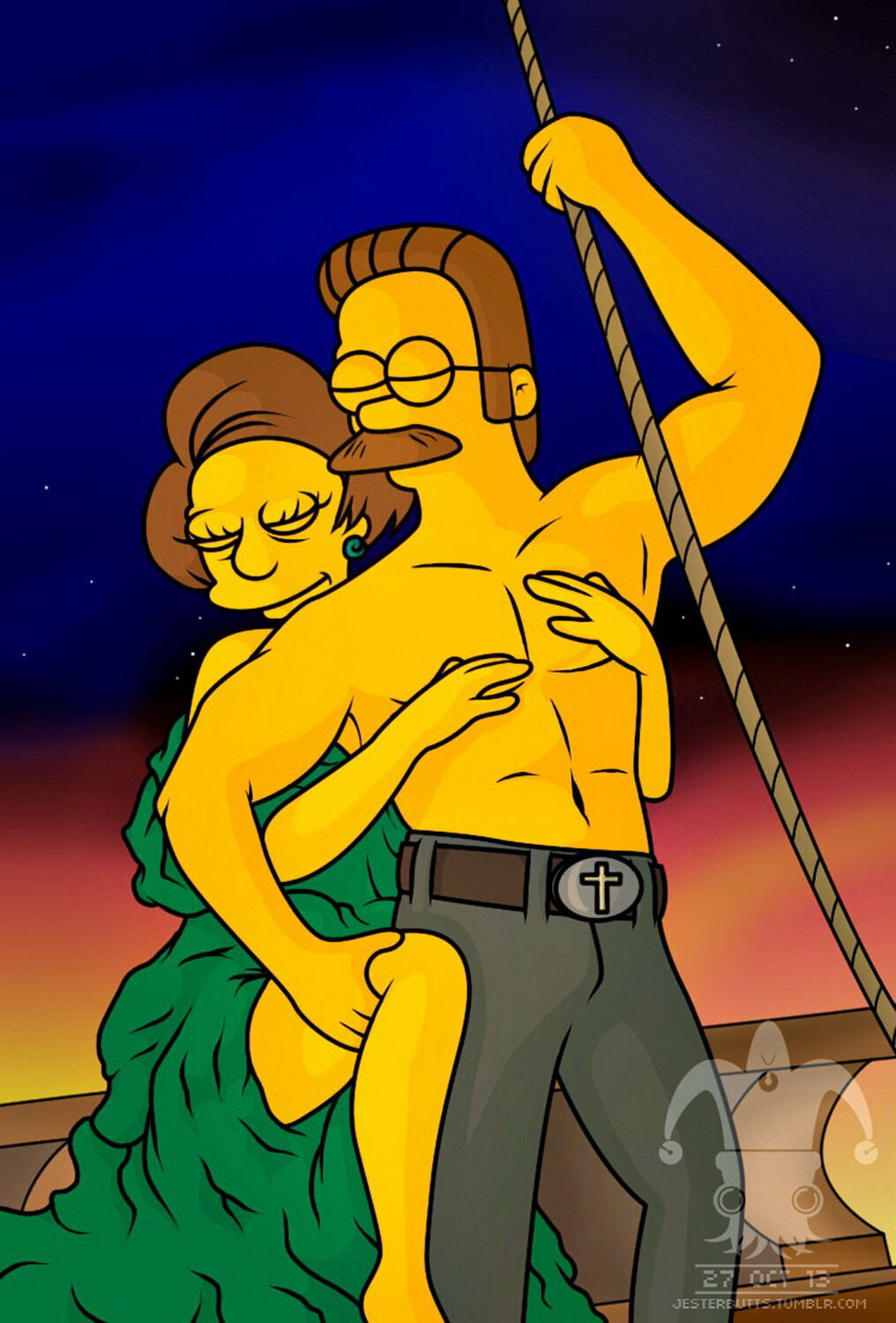 Ned Flanders and Edna Krabappel XXX Hentai