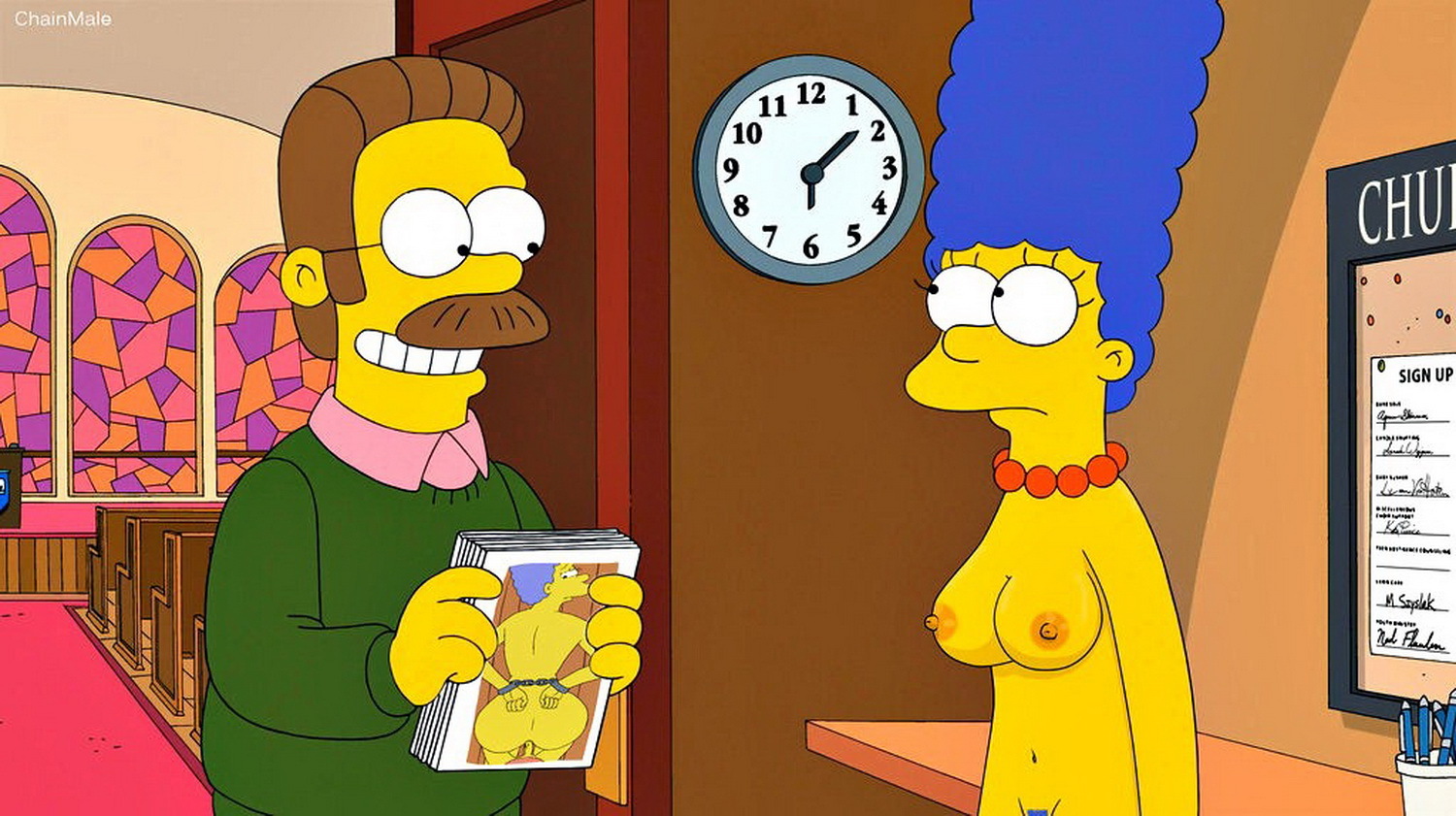 Ned Flanders and Marge Simpson Hentai XXX Erotic