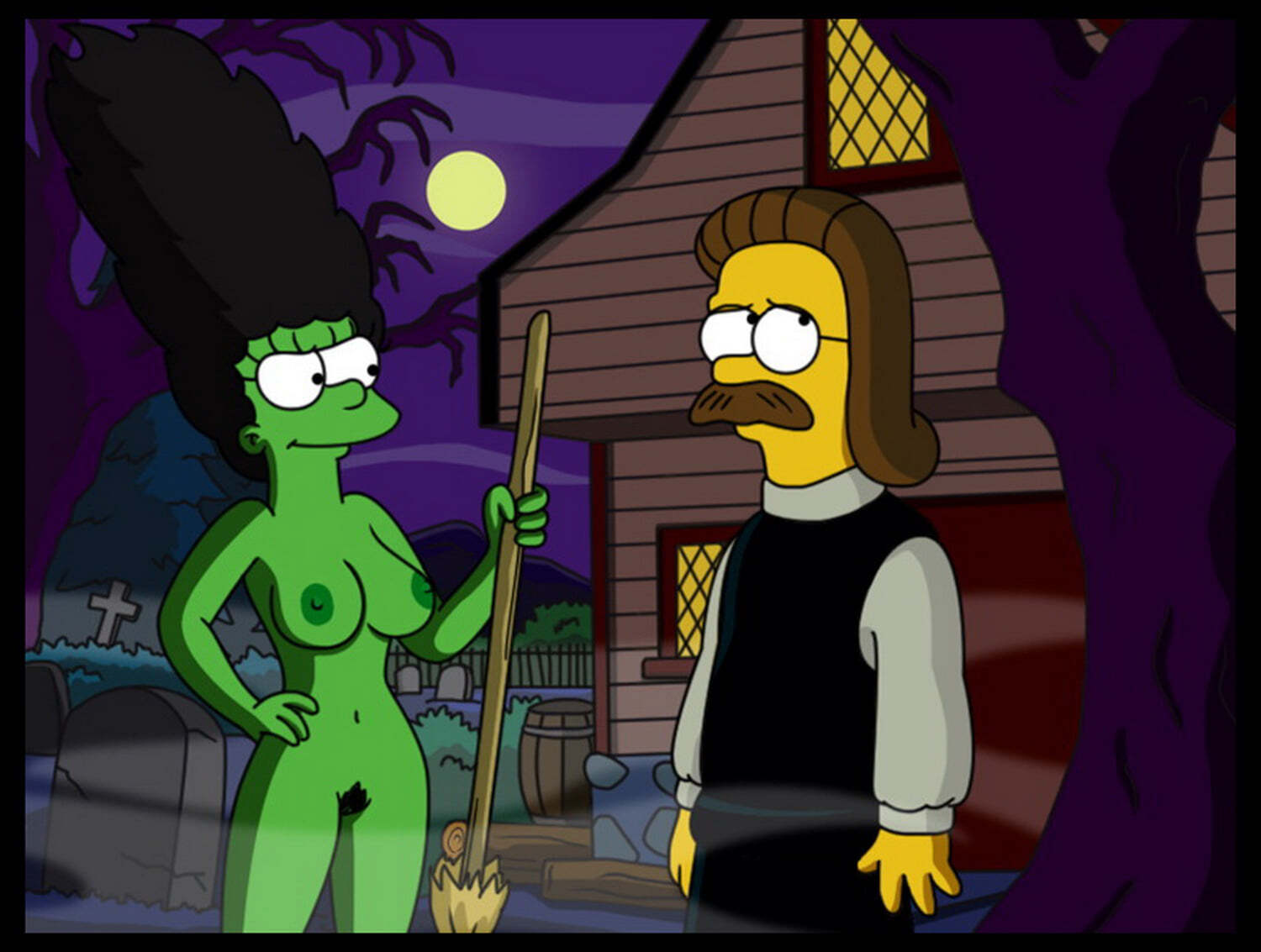 Ned Flanders and Marge Simpson Tits Nude Nipples Shaved Pussy