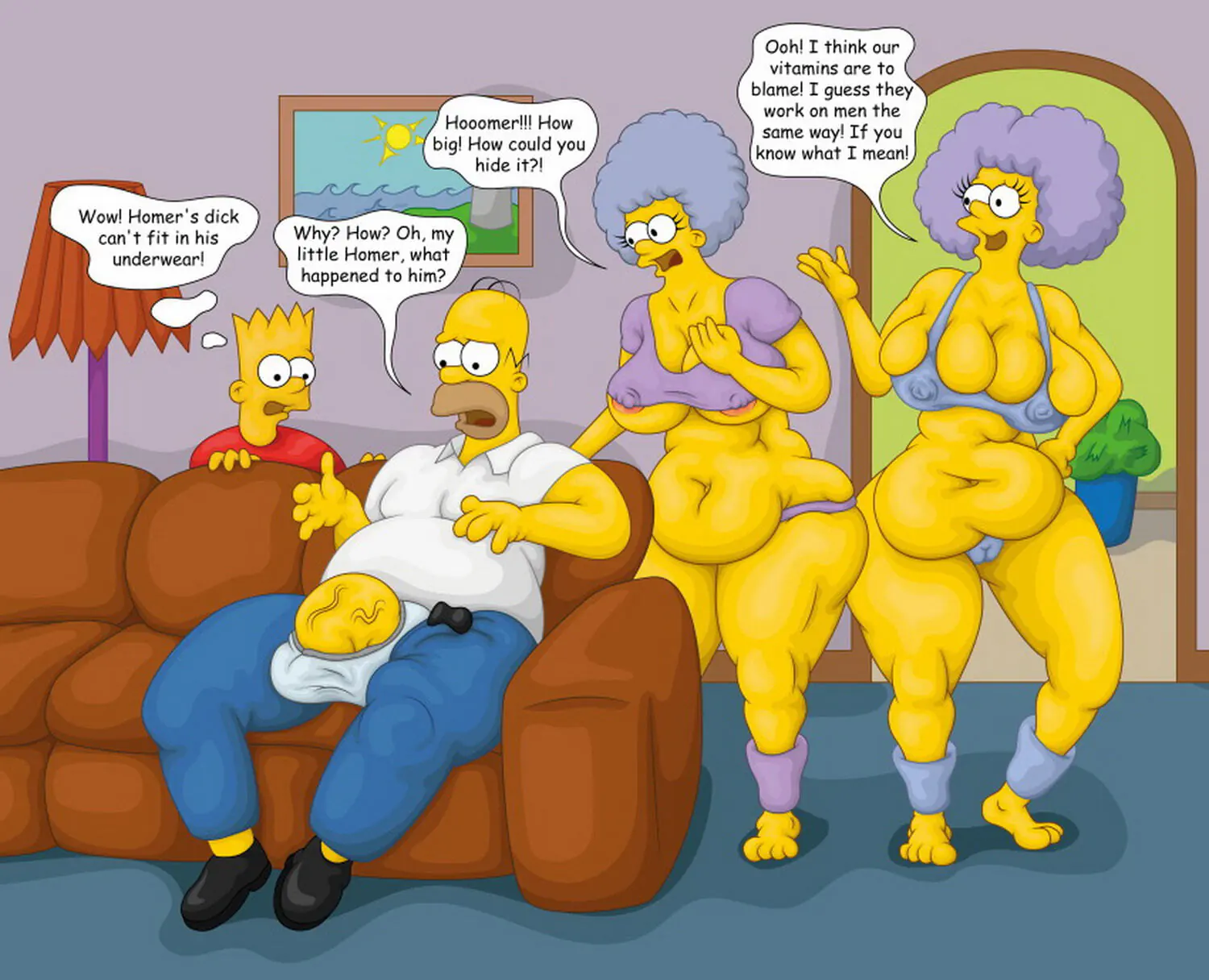 Patty and Selma Bouvier and Homer Simpson Big Breast Chubby XXX