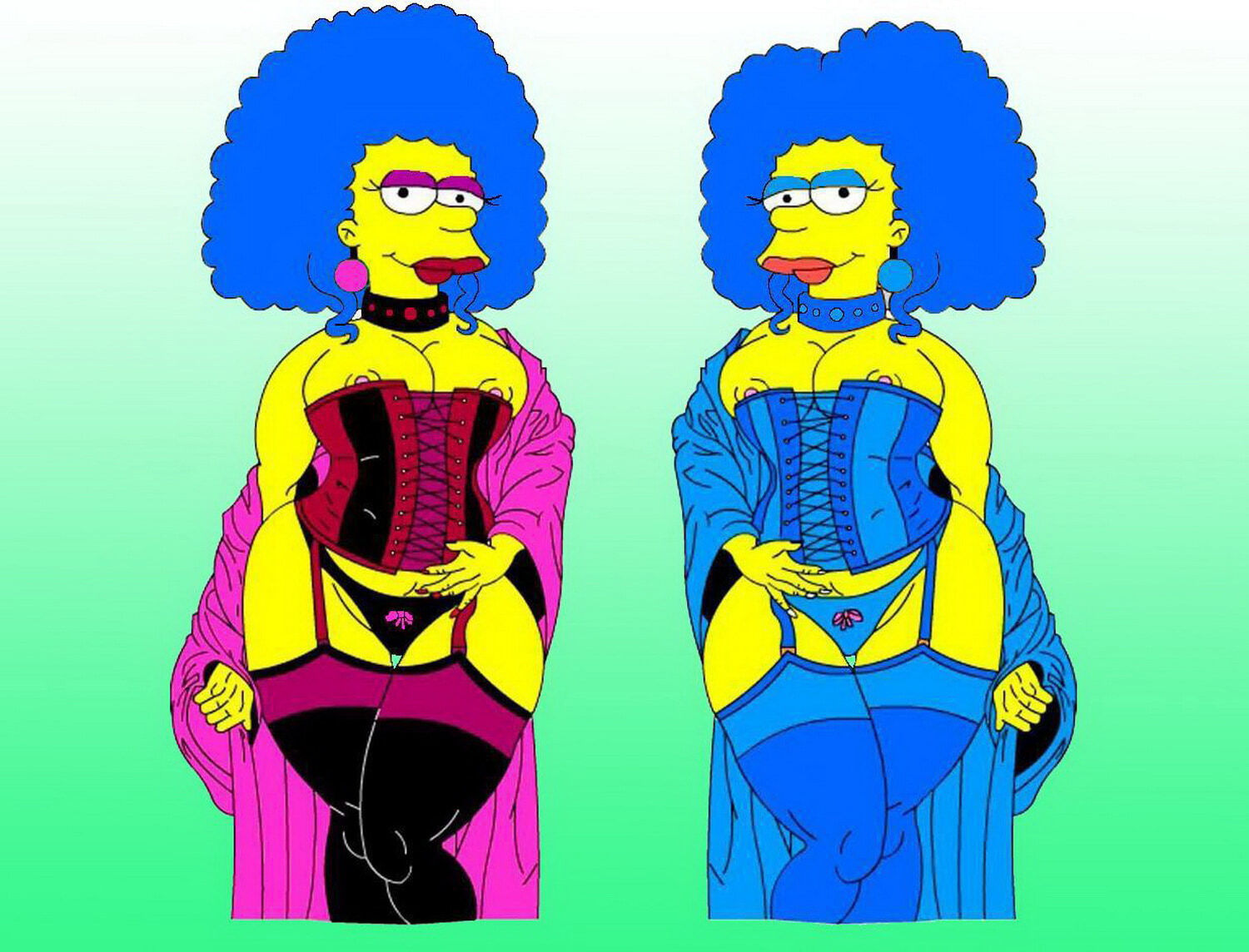 Patty and Selma Bouvier Nipples Big Breast Tits Panties Stockings