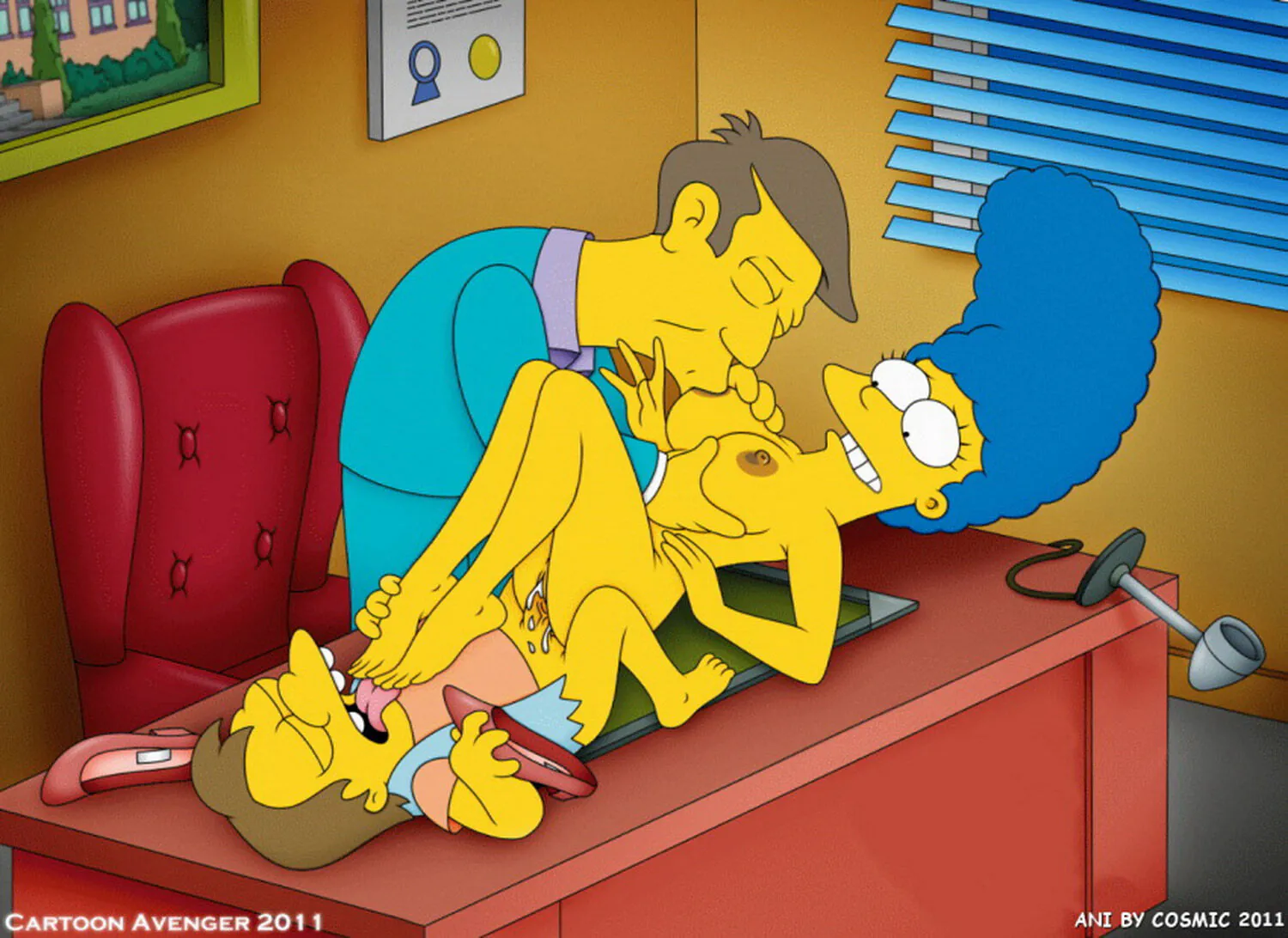 Seymour Skinner and Nelson Muntz Threesome Feet Foot Fetish Sex