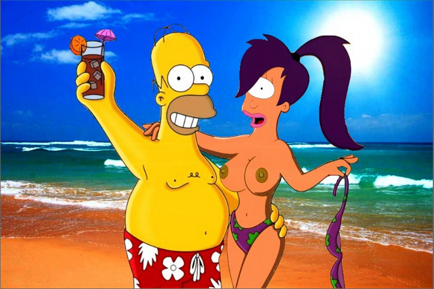 Turanga Leela and Homer Simpson Nipples Panties Tits