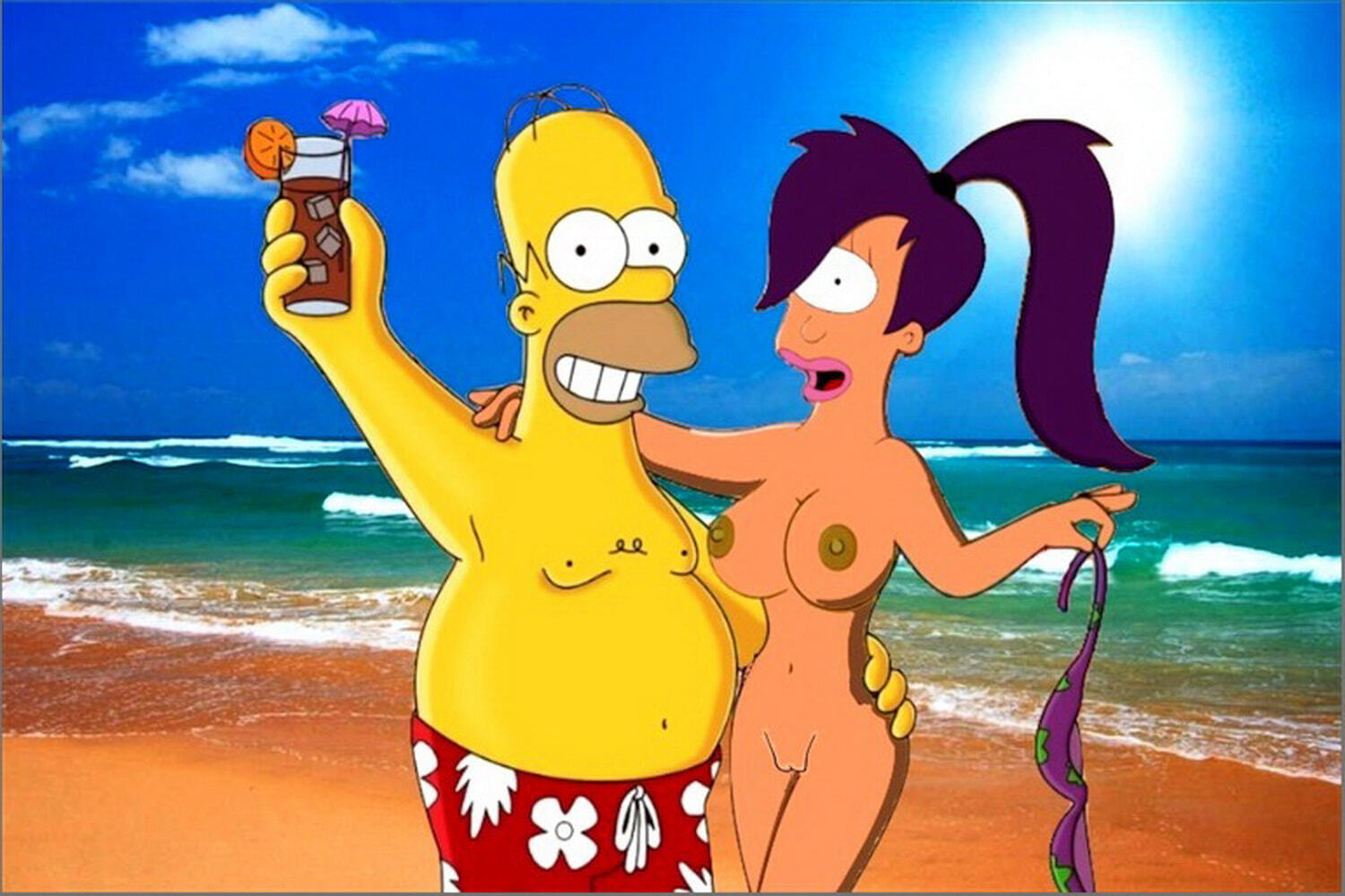 Turanga Leela and Homer Simpson Nipples Pussy Tits