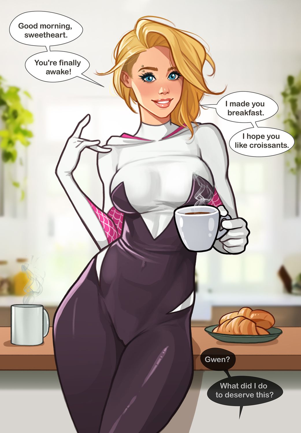 Ghost-Spider and Spider-Gwen Superhero Solo Curvy Lips Big Breast