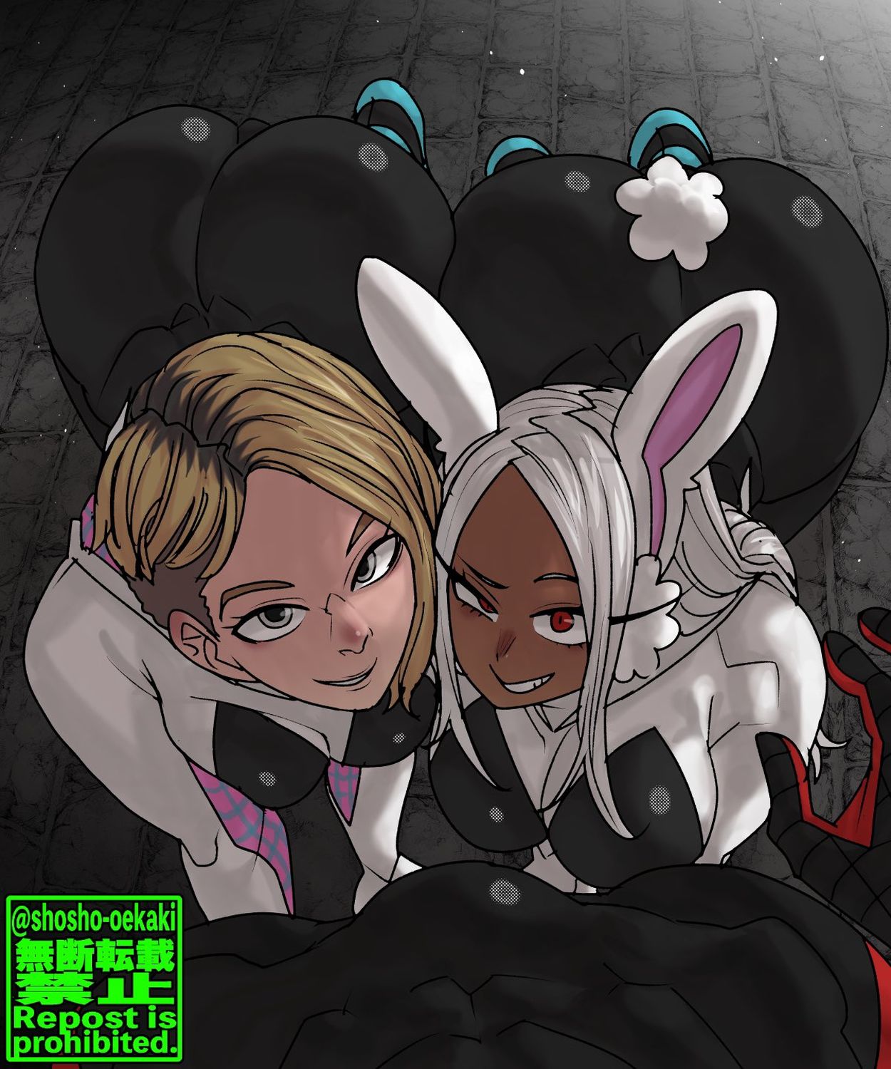 Gwen Stacy and Spider-Gwen Blonde Huge Ass Pov Dark Skinned Female