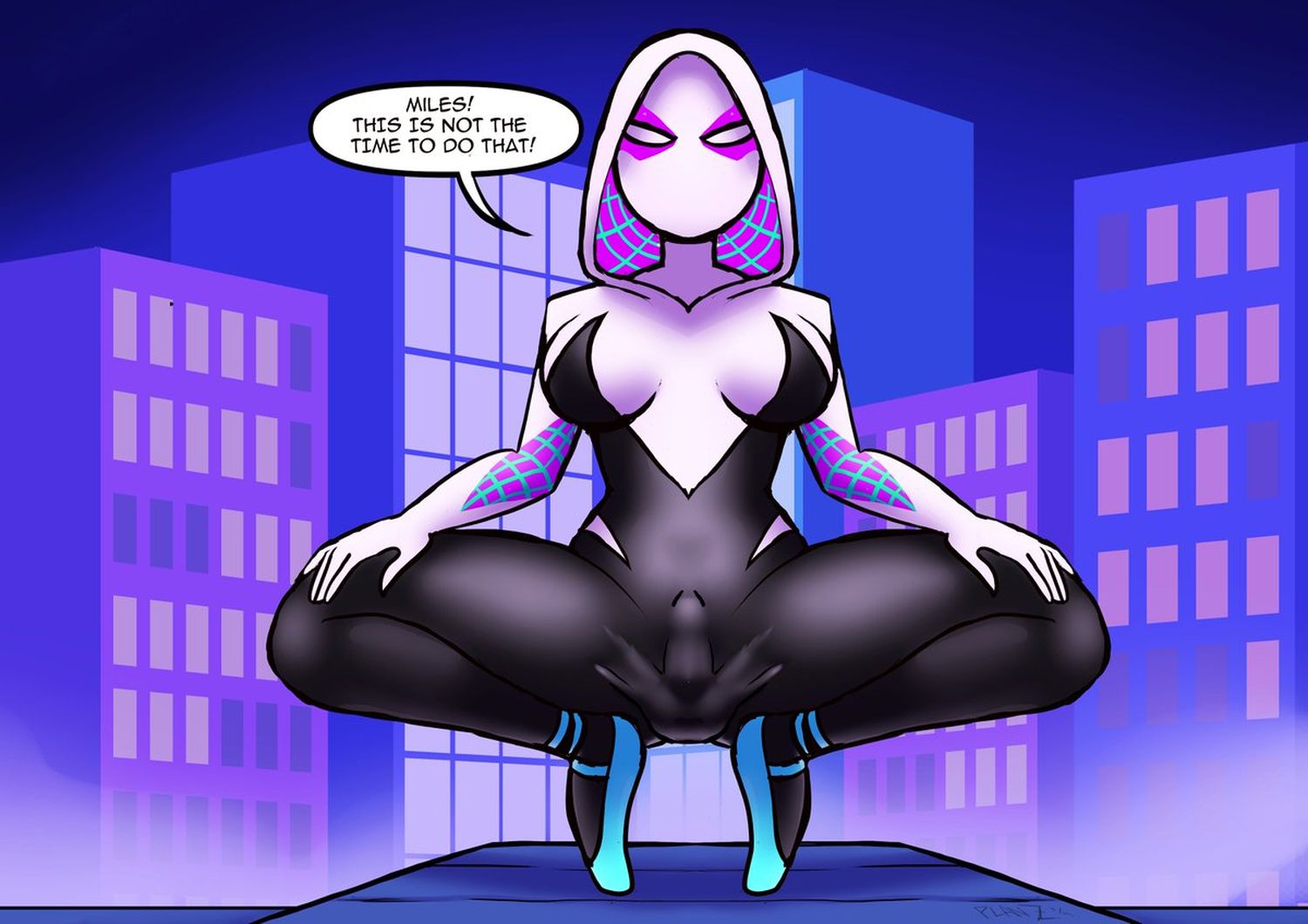 Gwen Stacy and Spider-Gwen Futa Only Solo Tits Futanari Futa Penis