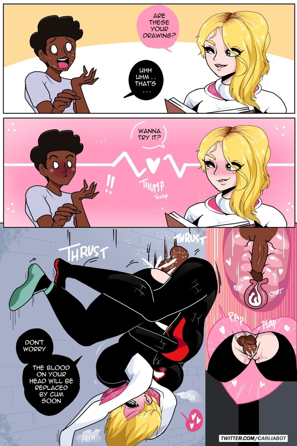 Gwen Stacy and Spider-Gwen Huge Ass Dark Skin Cum Inside Blonde