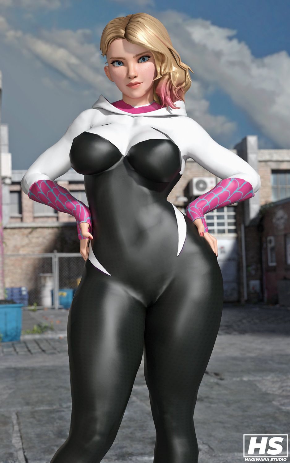 Gwen Stacy and Spider-Gwen Superheroine Tits Blonde Superhero