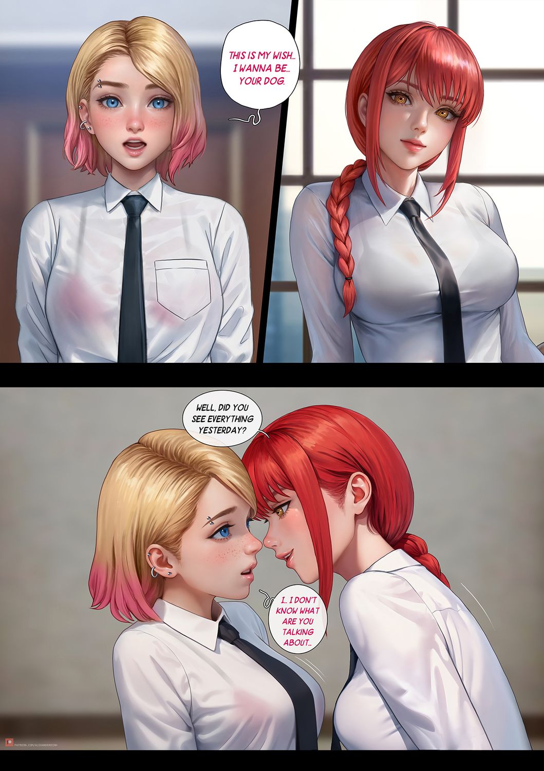 Makima and Gwen Stacy Yuri Blonde Tits