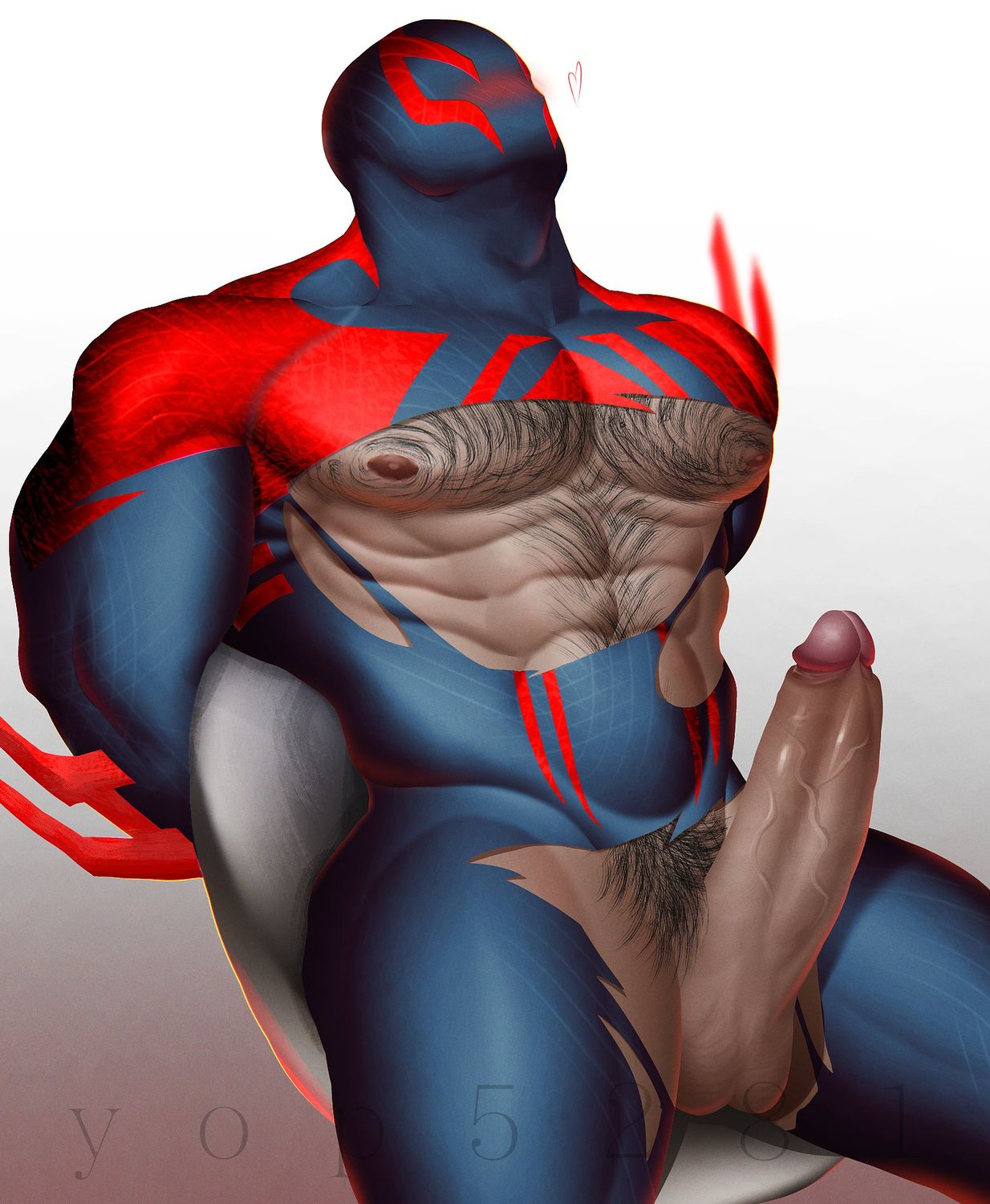 Miguel O’Hara and Spider-Man Penis Muscular Hairy Chest Muscle