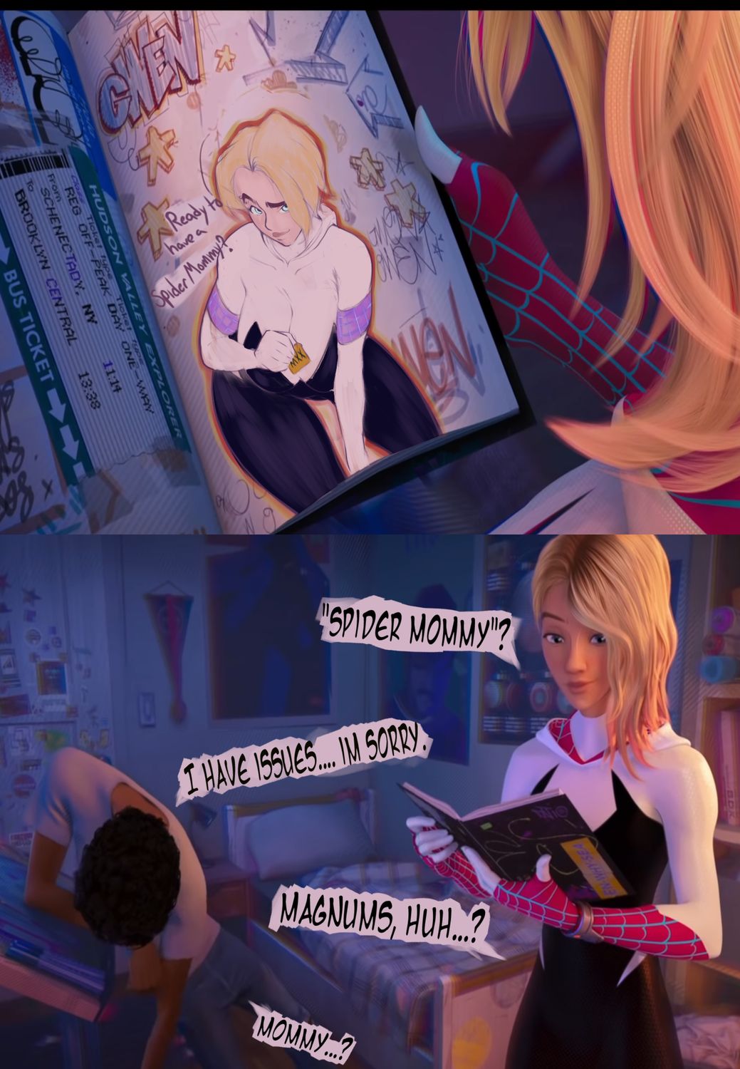 Miles Morales and Gwen Stacy Dark Skin Milf Tits Blonde