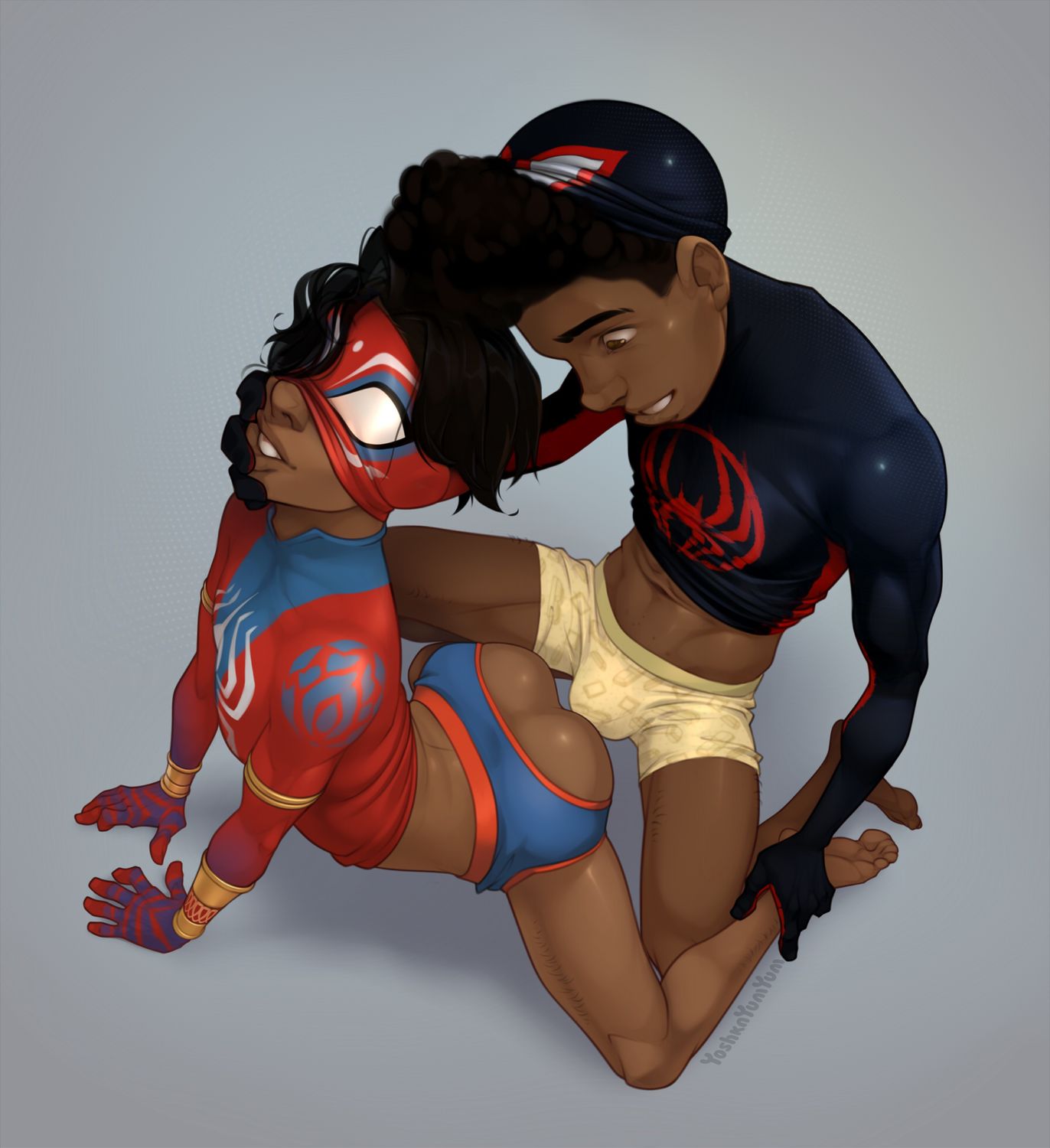 Miles Morales and Pavitr Prabhakar Anal Sex Gay Underwear Dark Skin