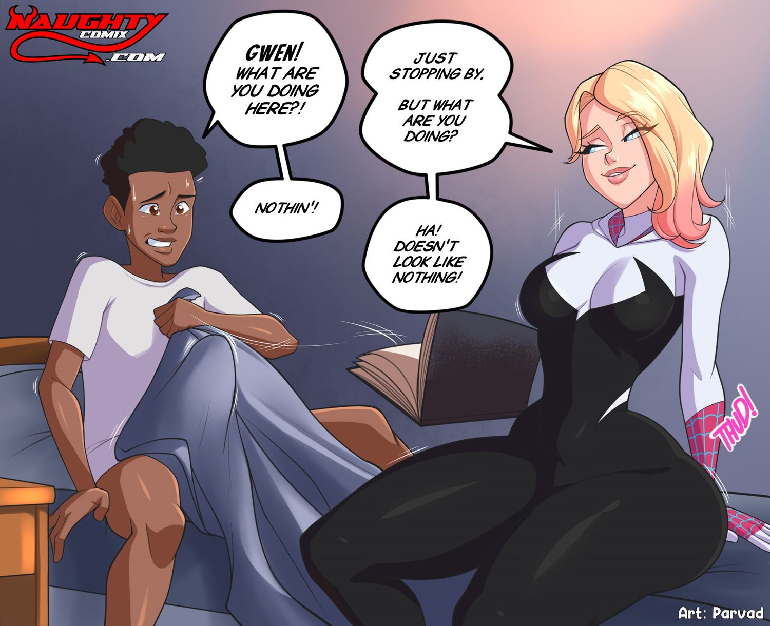 Miles Morales and Spider-Man Pawg Muscular Female Superheroine Lips