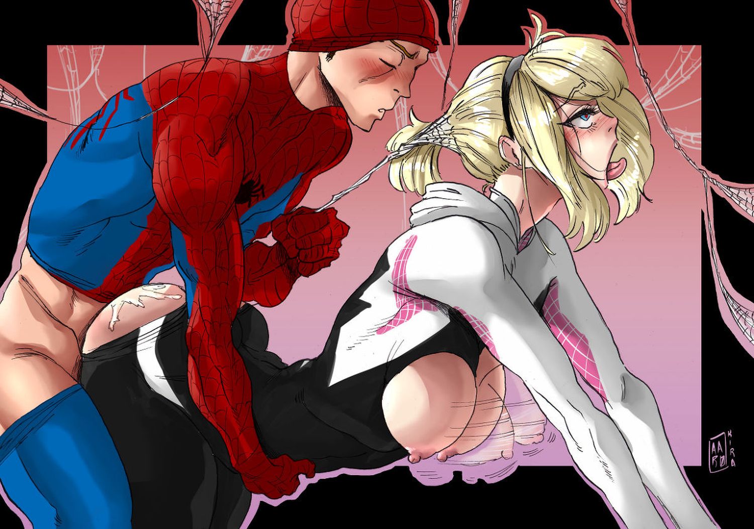 Peter Parker and Gwen Stacy Muscle Superhero Doggy Style Sex Blonde