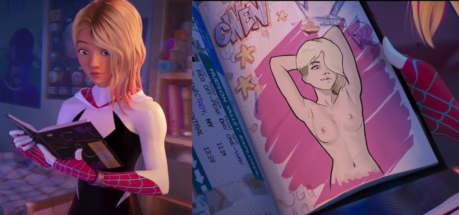 Spider-Gwen and Gwen Stacy Blonde Superheroine Nude