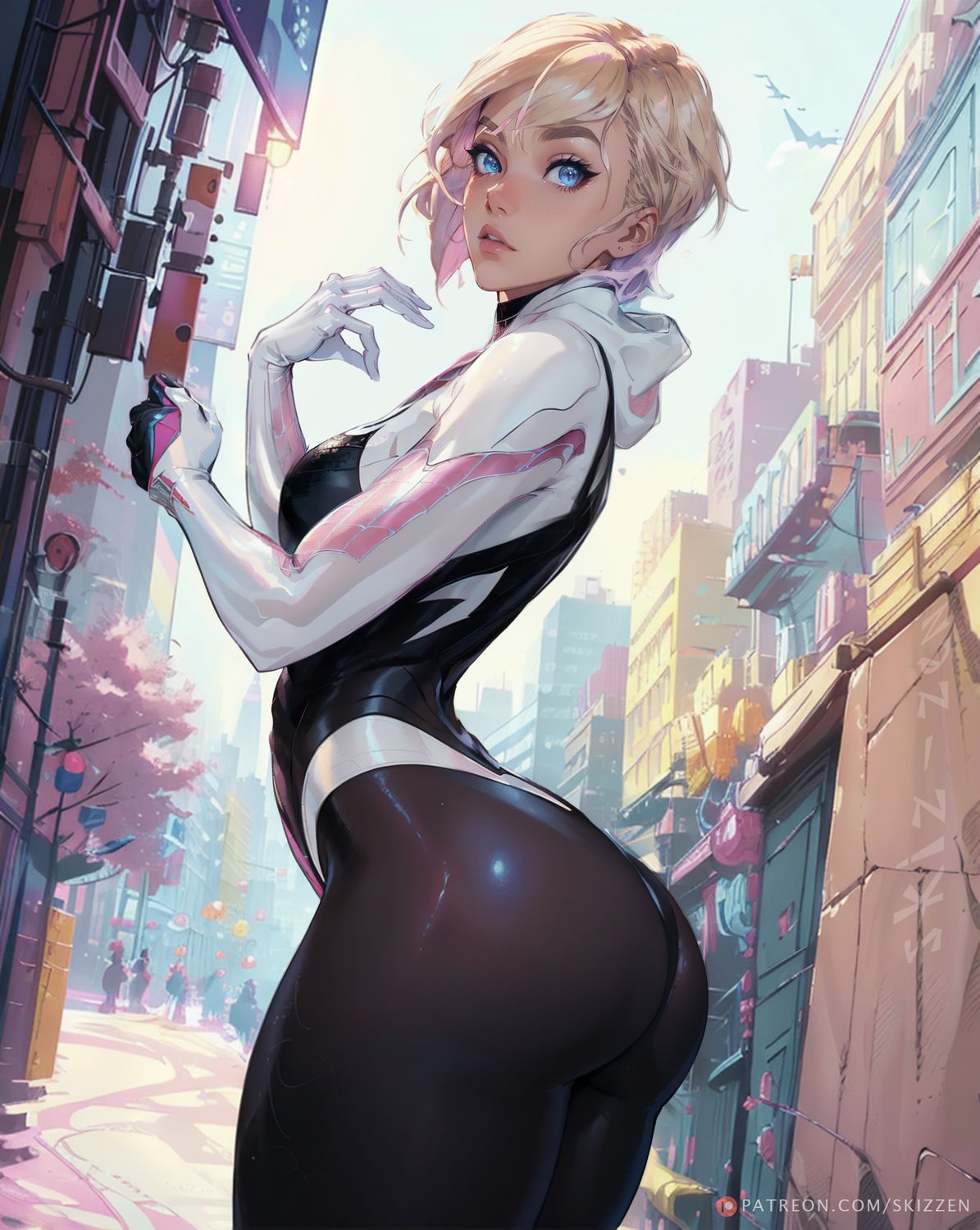 Spider-Gwen and Gwen Stacy Blonde Thick Ass Superheroine Solo