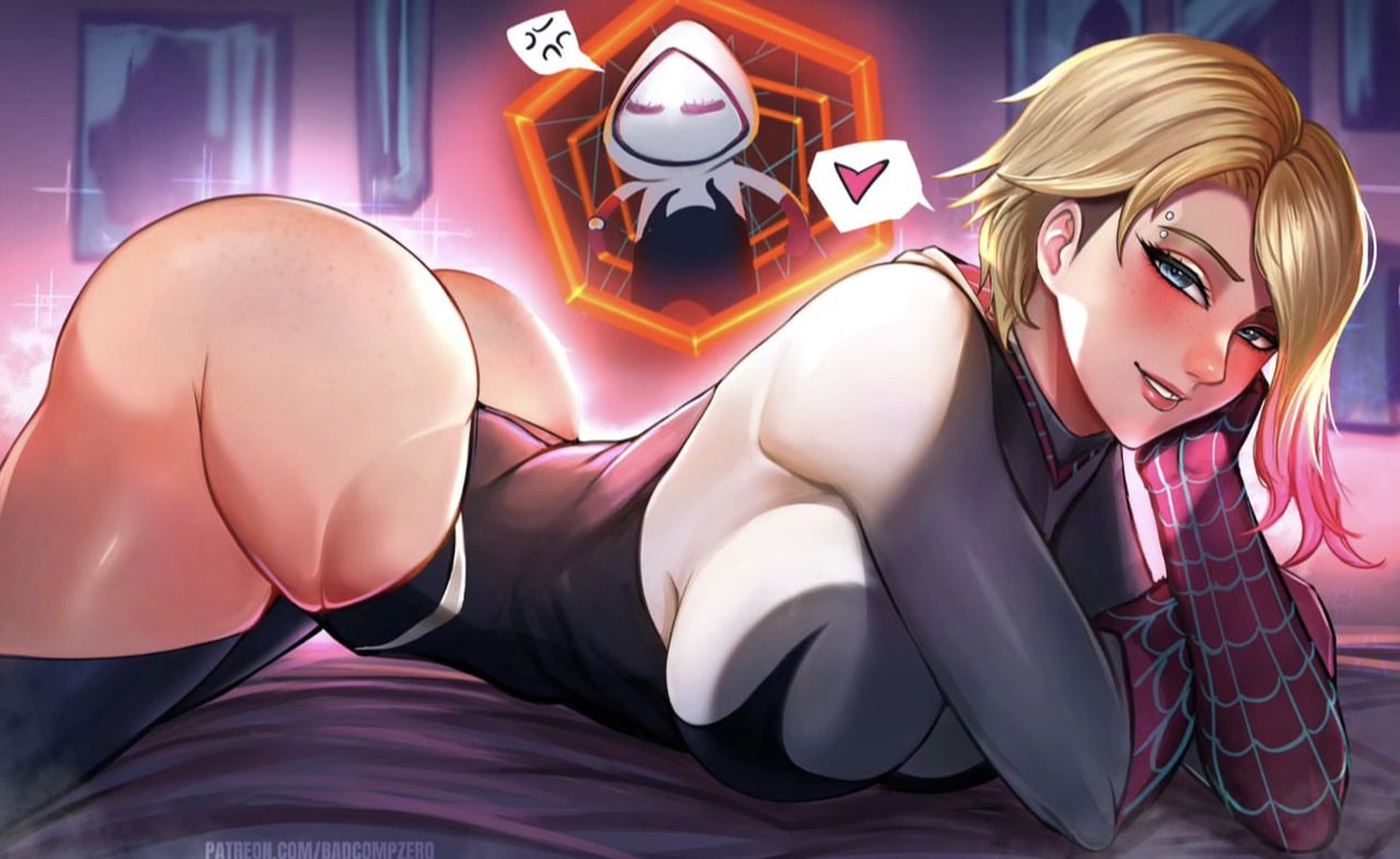 Spider-Gwen and Gwen Stacy Busty Female Only Pawg Superheroine