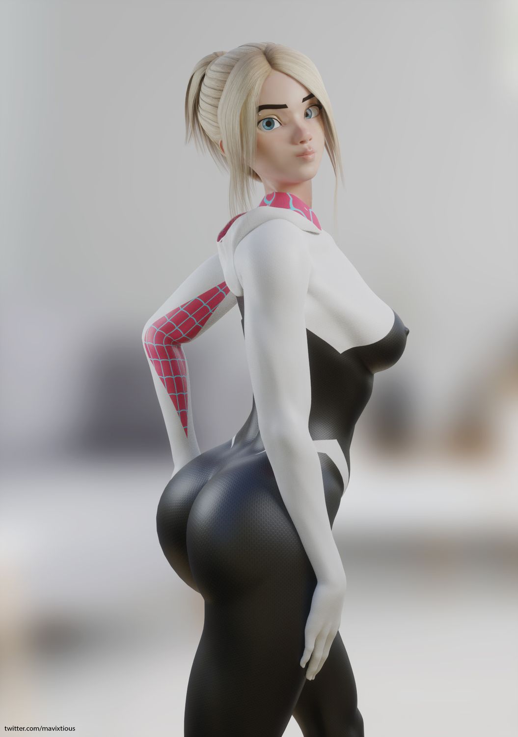 Spider-Gwen and Gwen Stacy Erect Nipples Big Breast Nipples