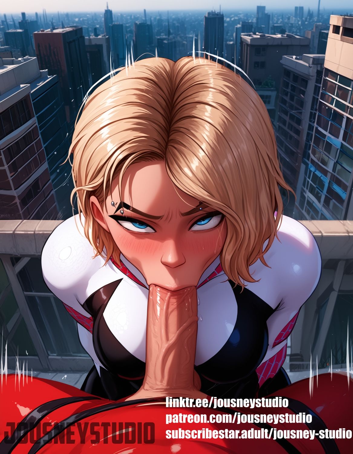 Spider-Gwen and Gwen Stacy Piercing Pov Blonde Penis Veiny Penis