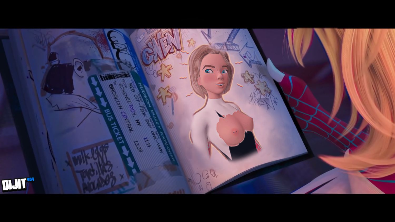 Spider-Gwen and Gwen Stacy Tits Nipples Female Only Nipple Piercing