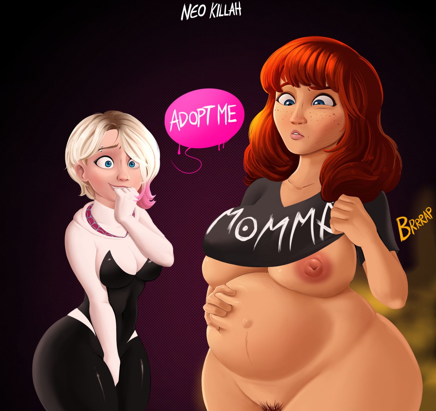 Spider-Gwen and Mary Jane Watson Blonde Big Breast Female Only Tits