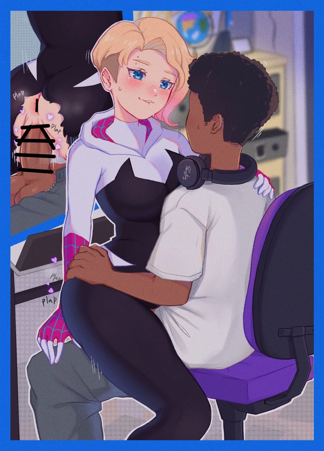 Spider-Gwen and Miles Morales Penetration Big Breast Dark Skin