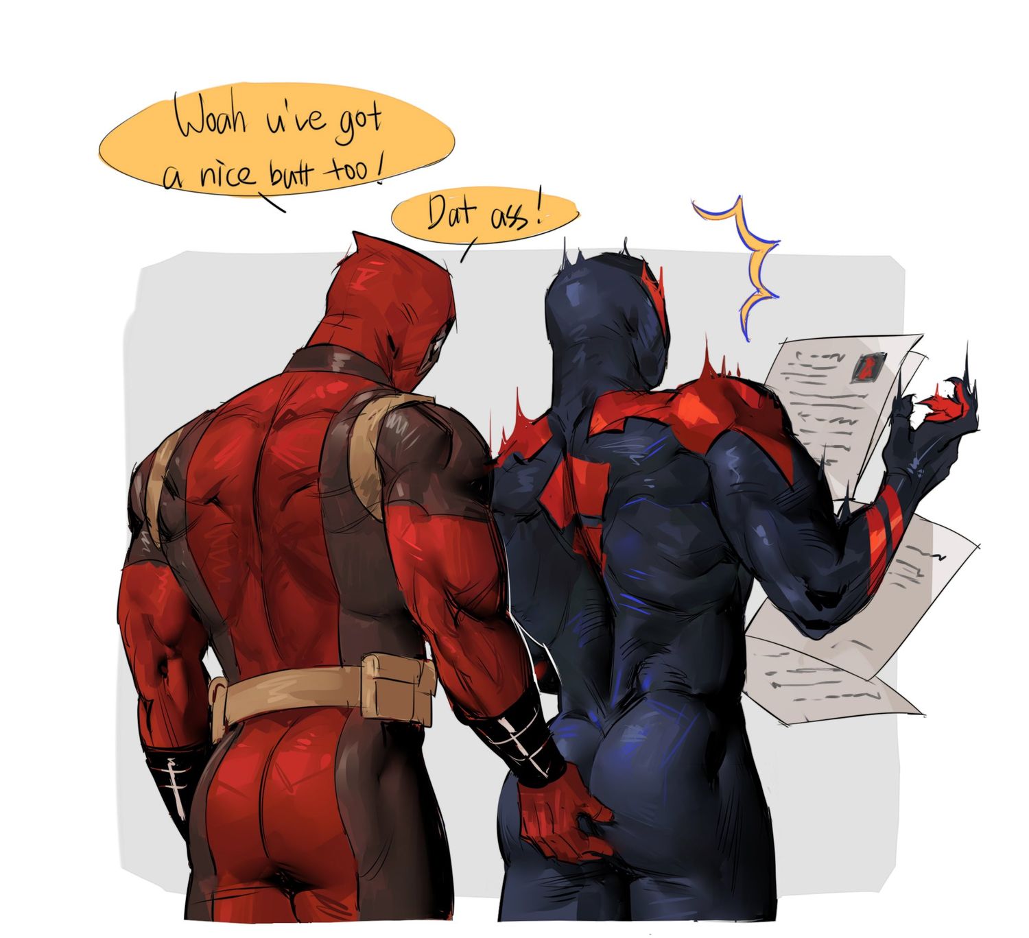 Spider-Man and Deadpool Round Butt Penis Muscle Muscular Gay