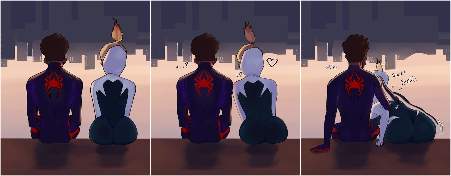 Spider-Man and Spider-Gwen Dat Ass Blowjob Sucking Sex Sucking Penis