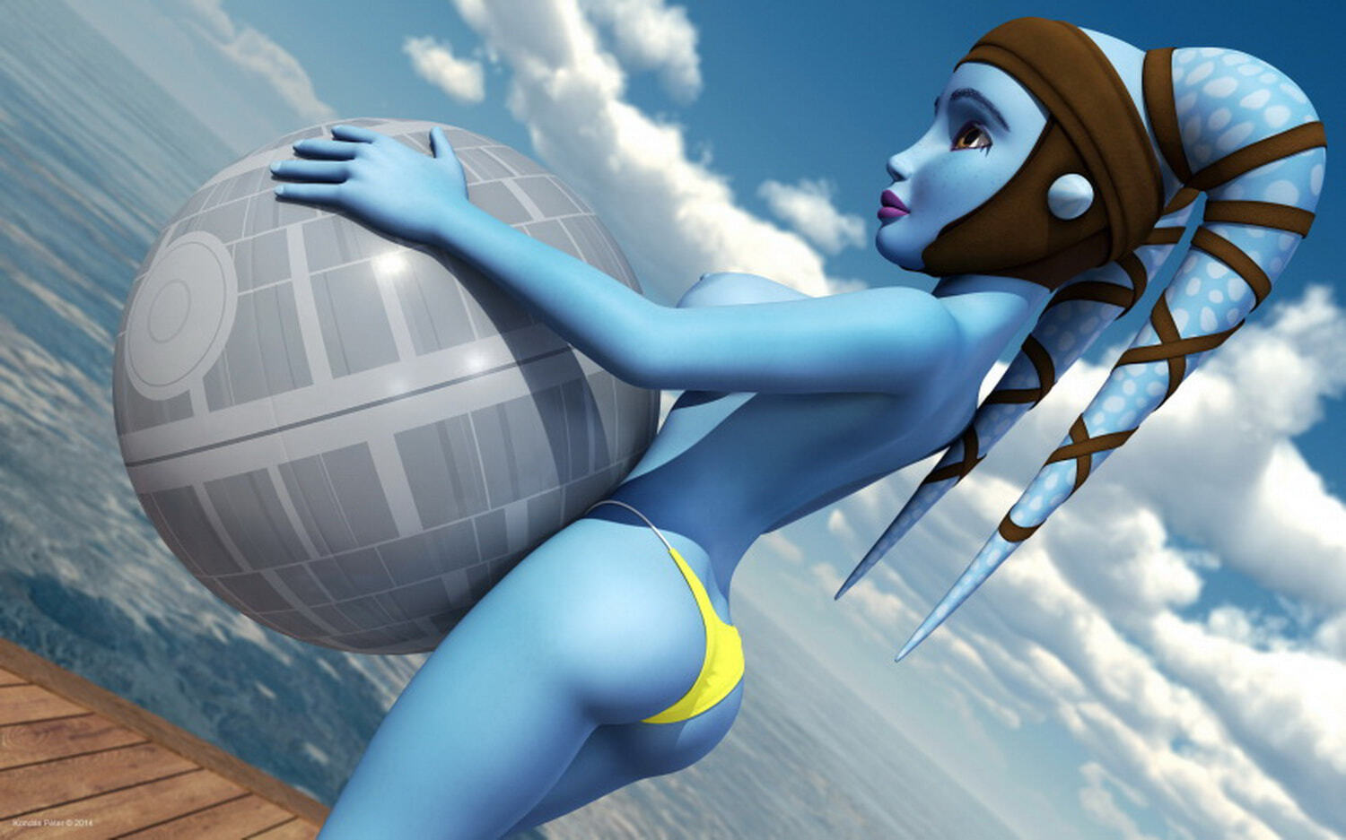 Aayla Secura and Twi’Lek Busty Erect Nipples Female Only Swimsuit