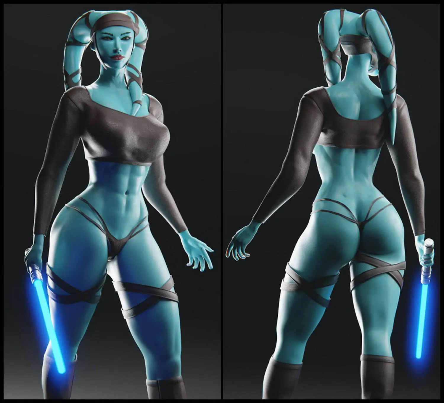 Aayla Secura and Twi’Lek Tits Alien Posing Solo Busty Panties