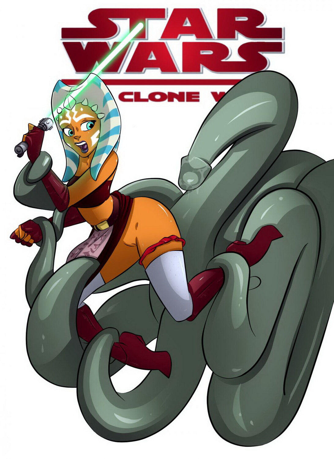 Ahsoka Tano and Togruta Female Only Tentacle Pussy