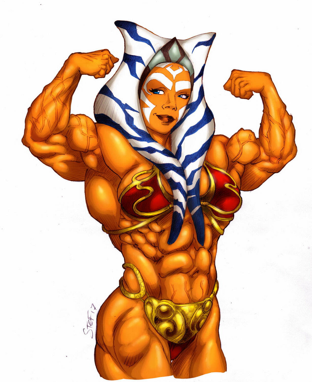 Ahsoka Tano Muscular Female Female Only Solo Muscular Big Breast