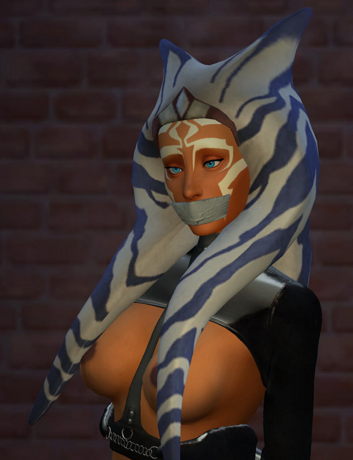 Ahsoka Tano Nipples Big Breast Solo Tits Female Only Gagged Bondage