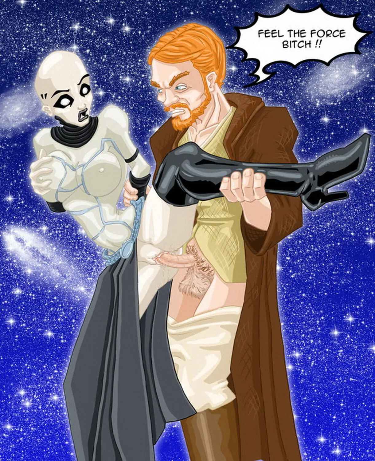 Asajj Ventress and Obi-Wan Kenobi Cum On Thighs Pussy Penis