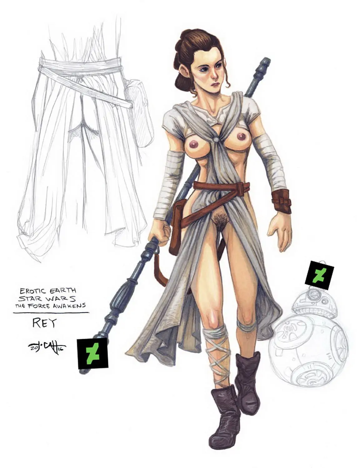Astromech Droid and Bb-8 Posing Muscular Female Vagina Tits Pussy