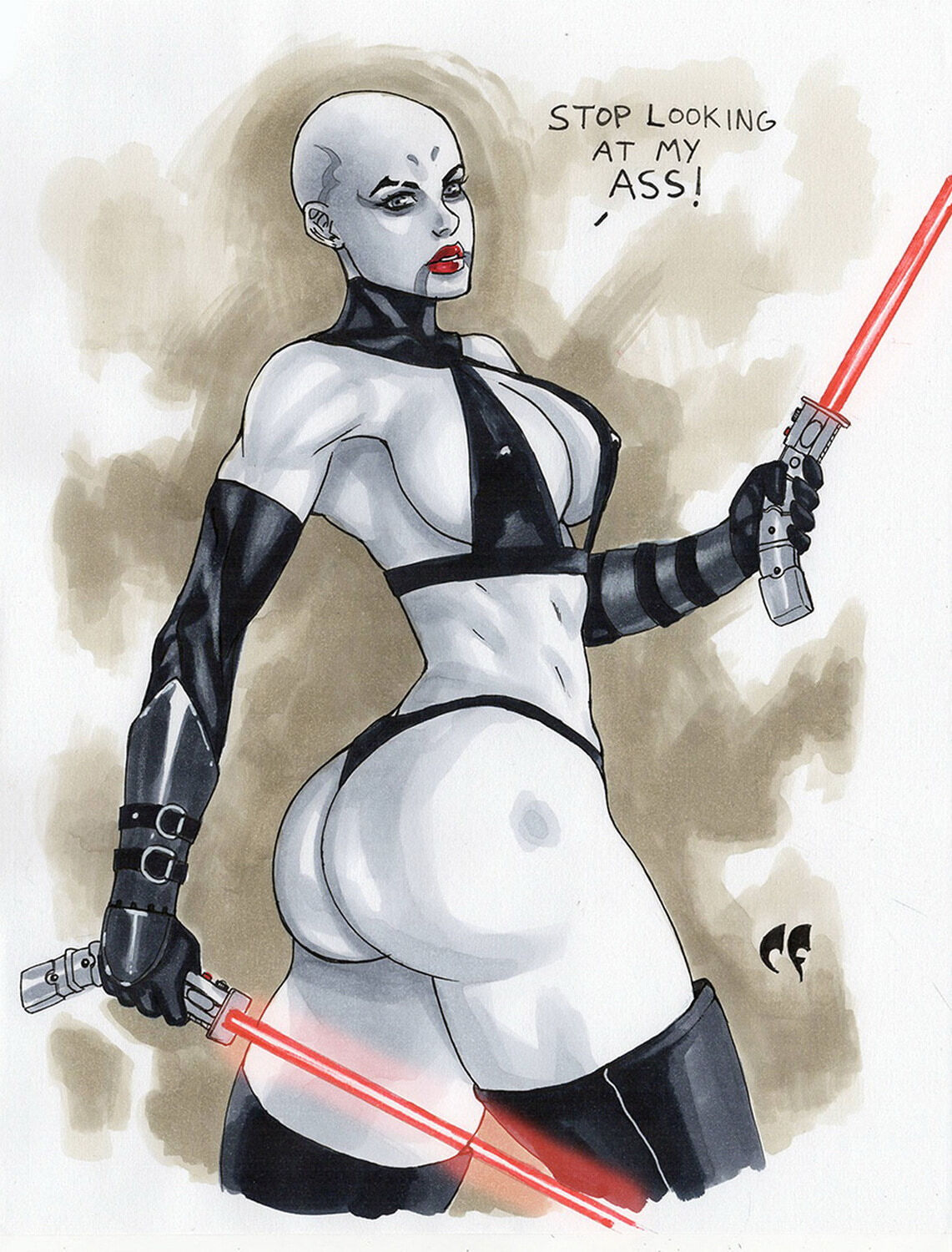 Dathomiri and Asajj Ventress Muscular Female Tits Alien Big Breast